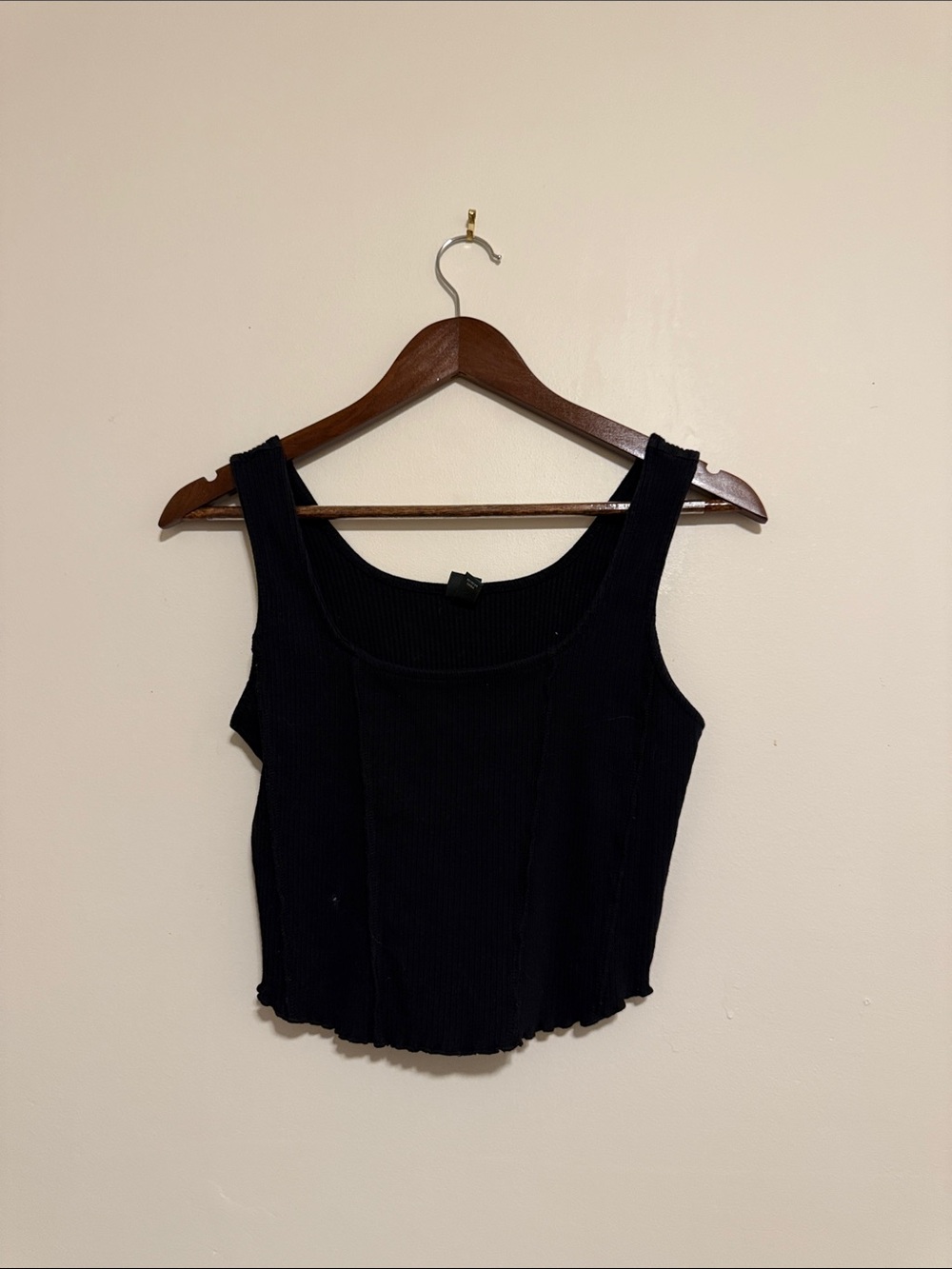 wild fable Black Ribbed Scoop Crop Tank